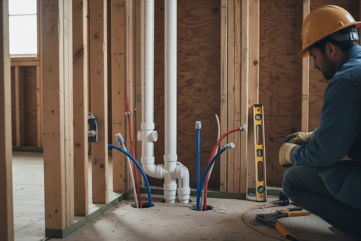 Drain and supply rough-in during Garbage Disposal Repair in Ford